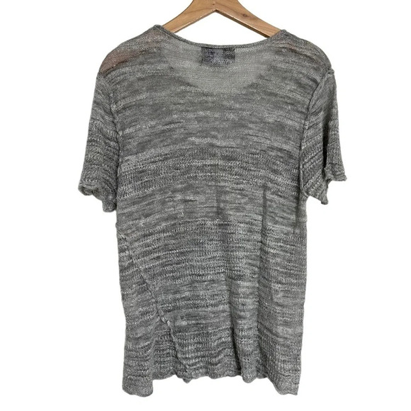 LINE the Label L gray & white lightweight linen blend‎ knit short sleeve top - Picture 2 of 5